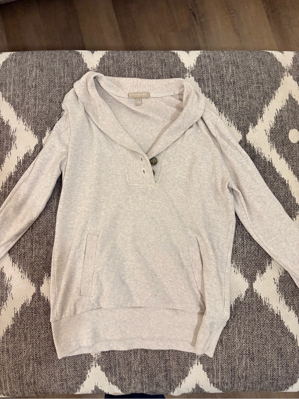 Banana Republic Light Gray Shawl Collar Pullover